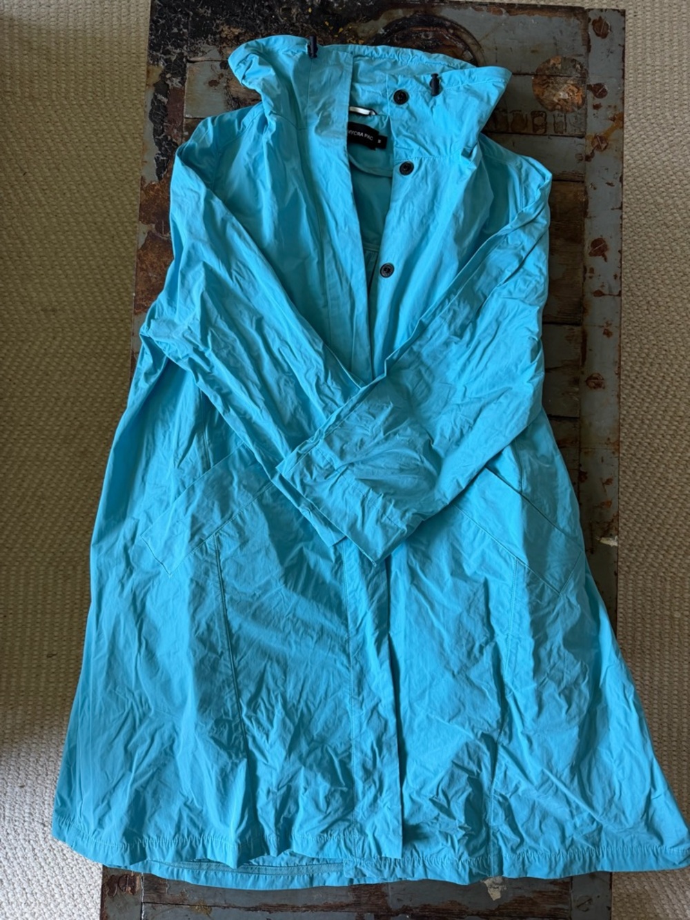 Mycra Pac Turquoise Funnel Neck RainCoat with Pockets